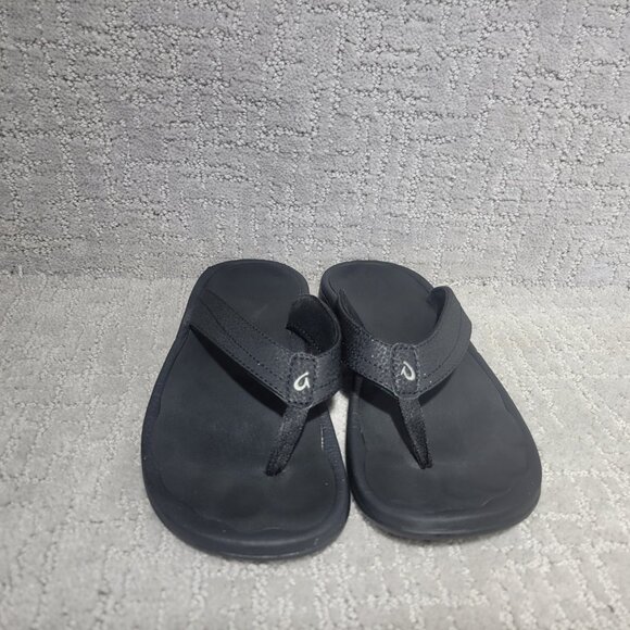 Olukai Ohana Women's Size US 8 Black Leather Slip On Flat Flip Flop Sandals - Picture 3 of 9